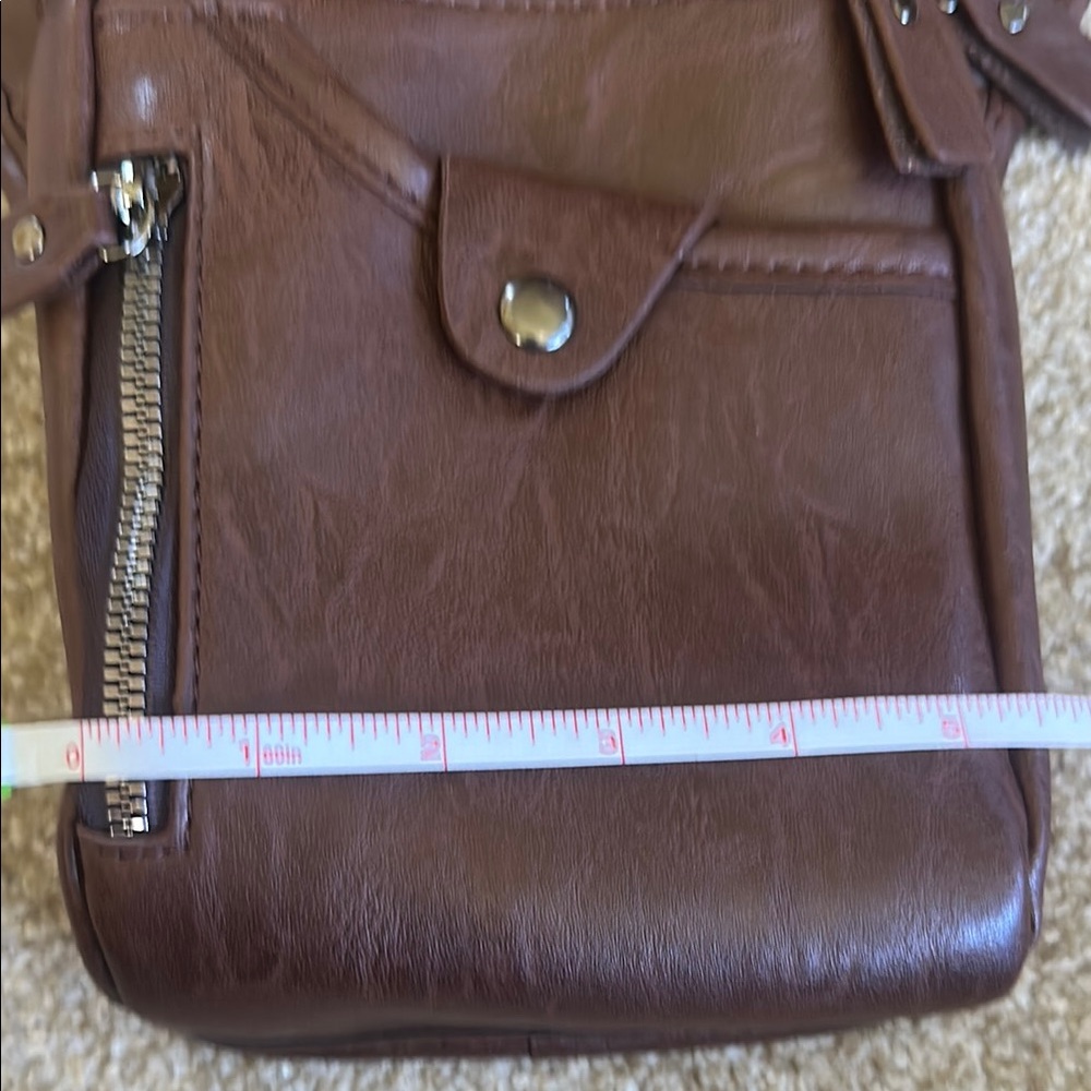 Brown Leather Men's Crossbody or hip Bag - Picture 8 of 9
